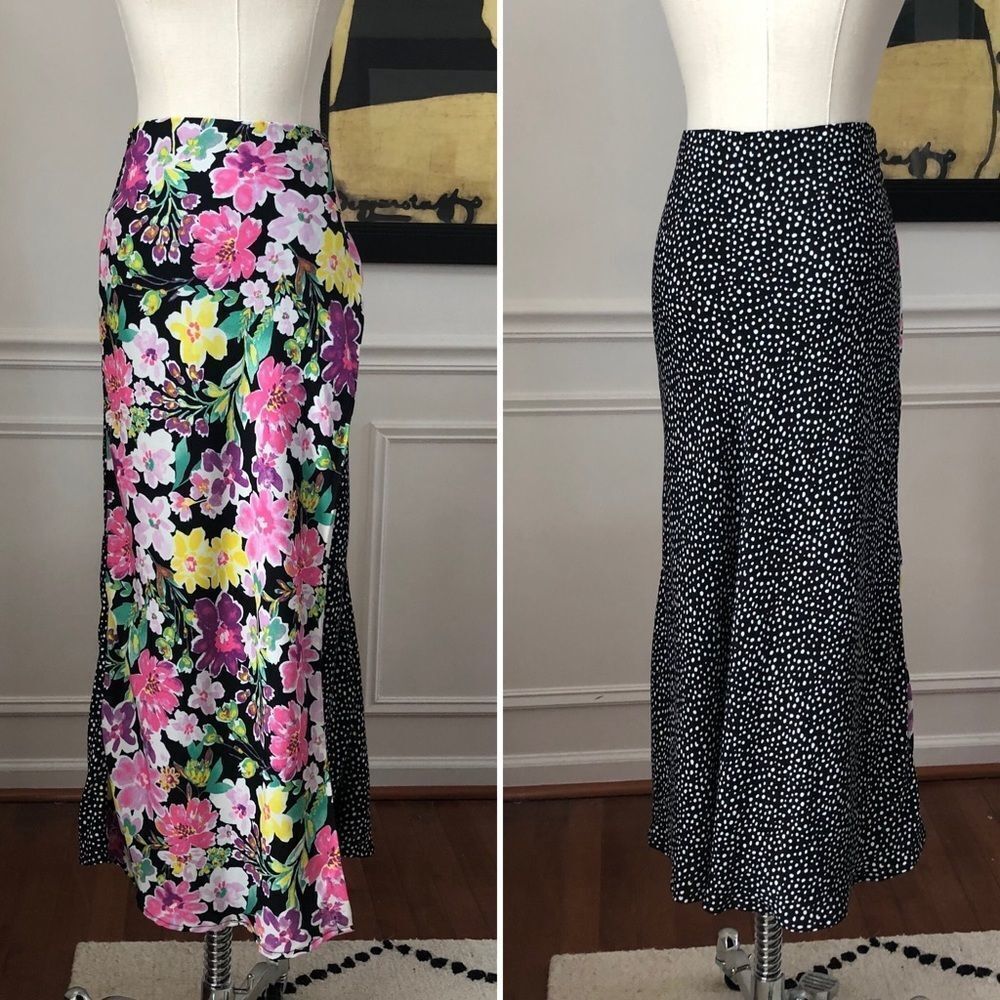 NWOT 4SIENNA Floral Micro Dot MIDI Skirt Small